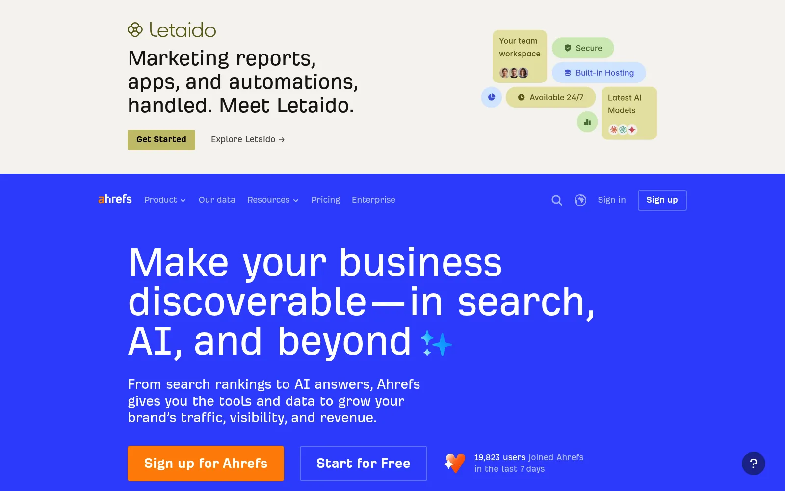 Ahrefs homepage screenshot