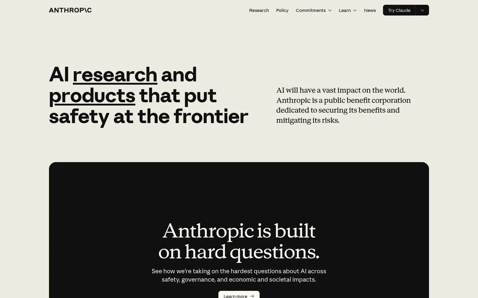 Anthropic Claude API homepage screenshot