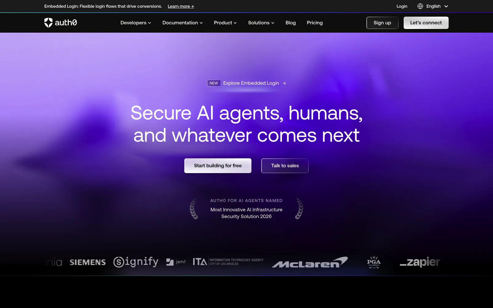 Auth0 homepage screenshot