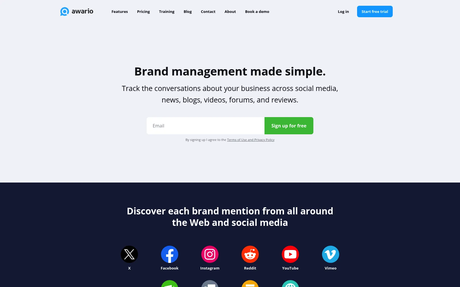 Awario homepage screenshot
