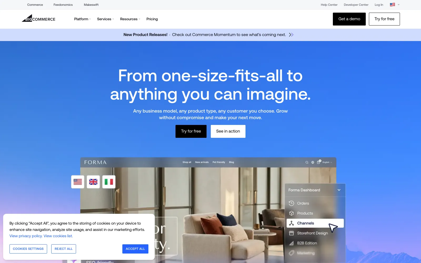 BigCommerce homepage screenshot