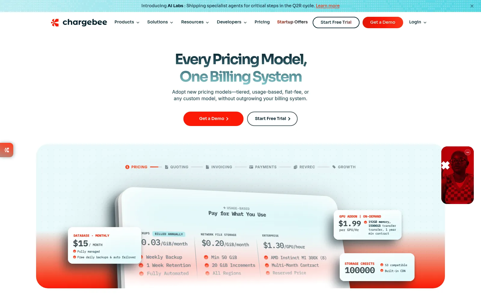 Chargebee homepage screenshot