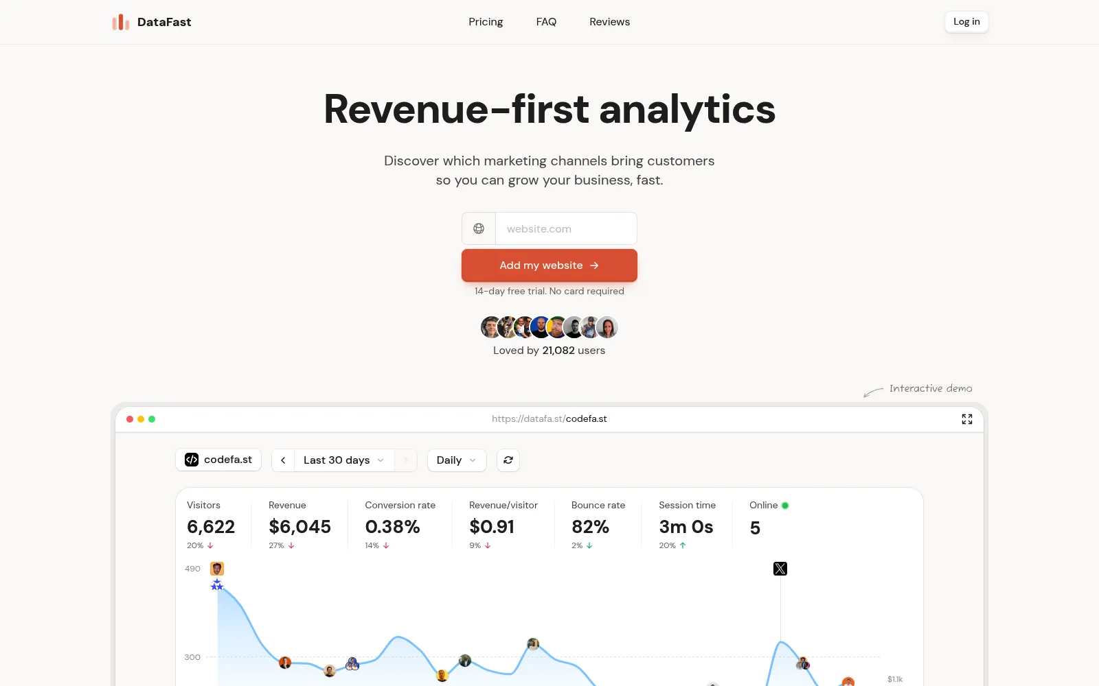 DataFast homepage screenshot