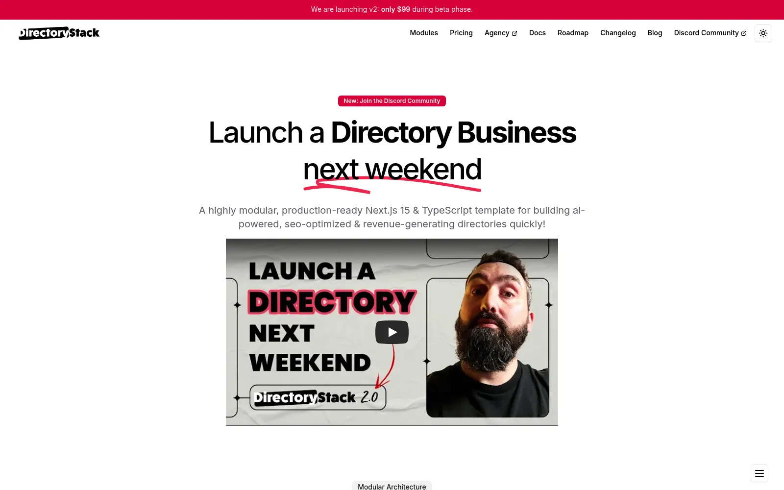 DirectoryStack homepage screenshot