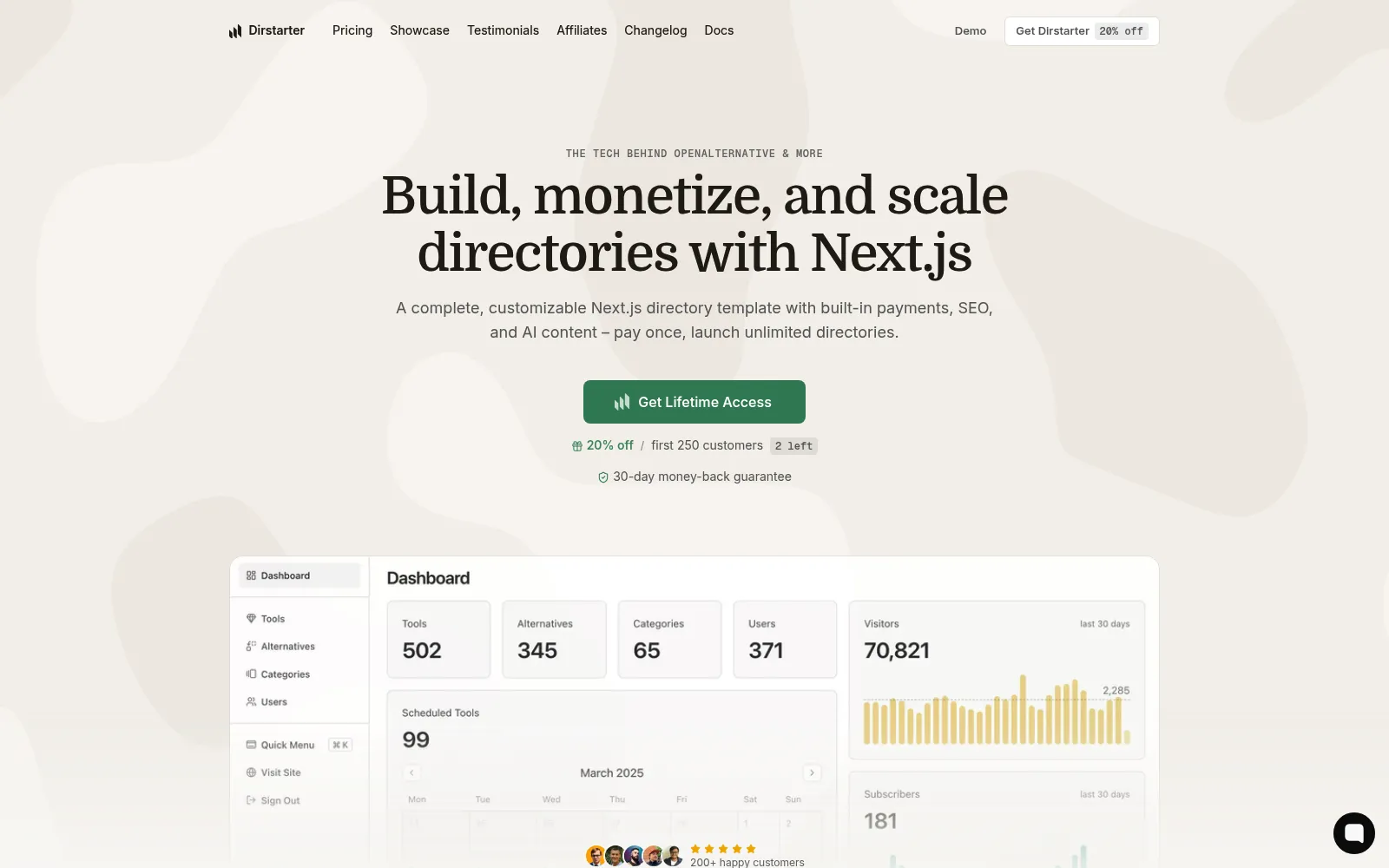 DirStarter homepage screenshot