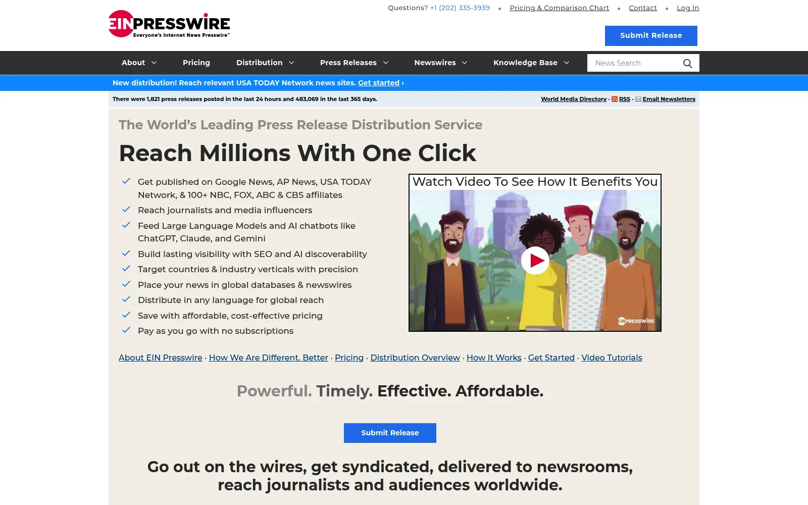 EIN Presswire homepage screenshot