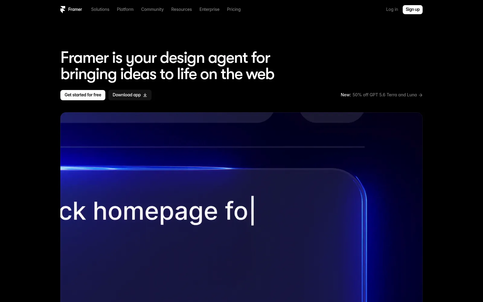 Framer homepage screenshot