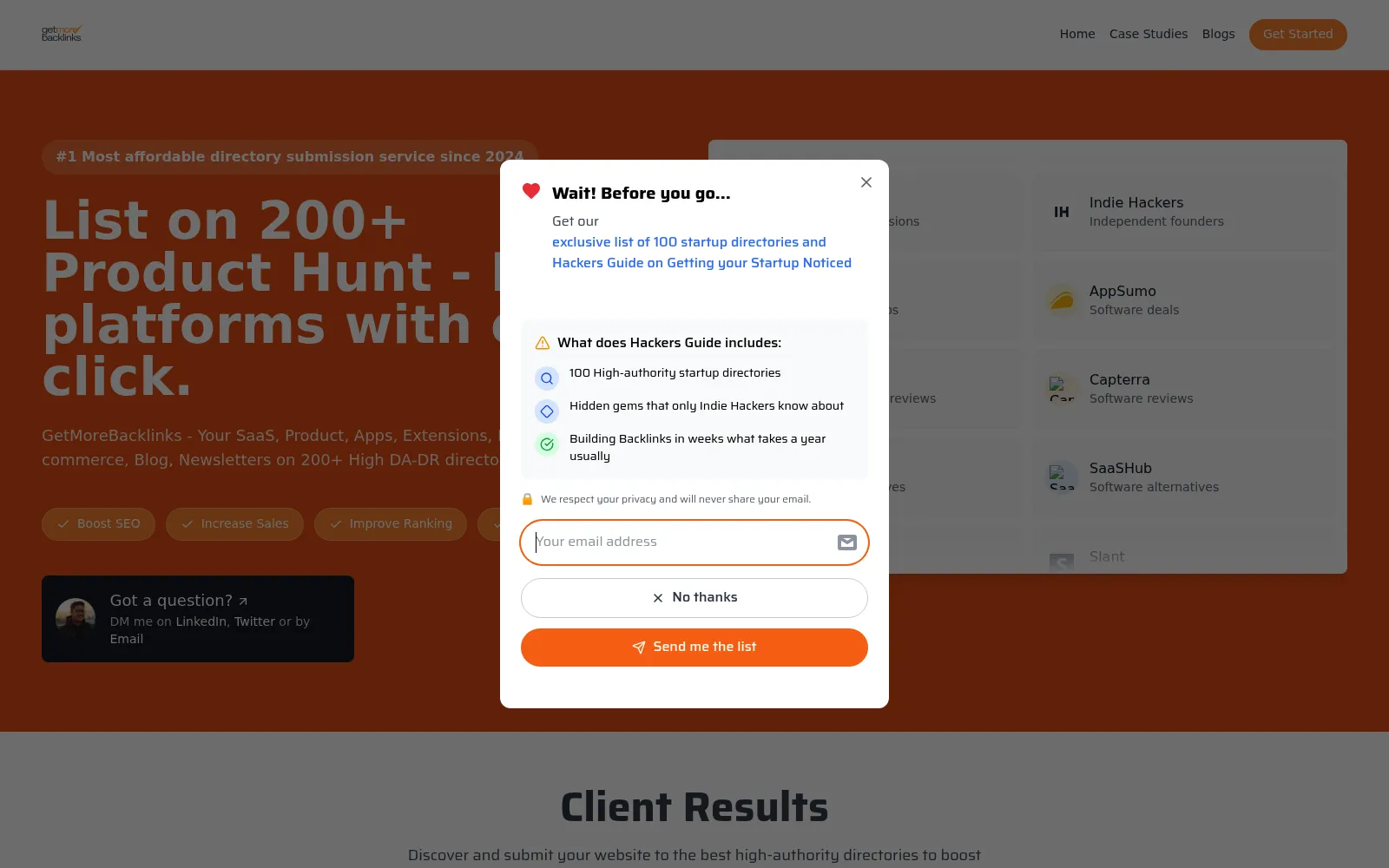 GetMoreBacklinks homepage screenshot
