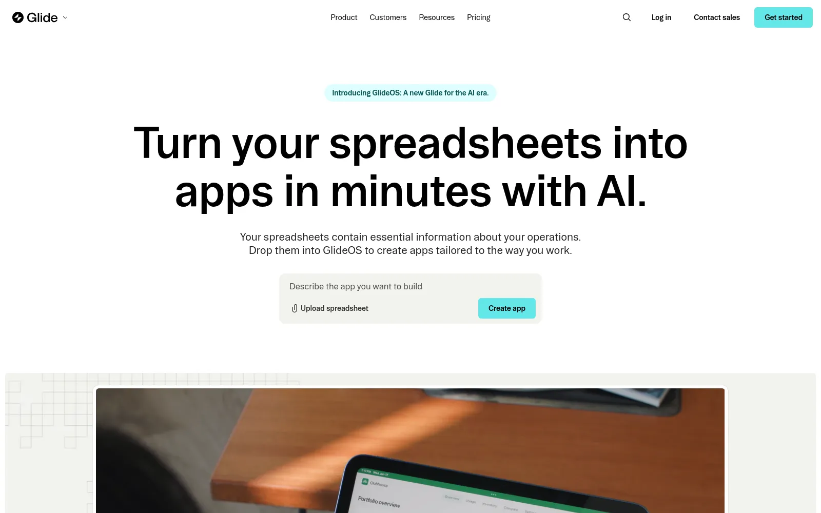 Glide homepage screenshot