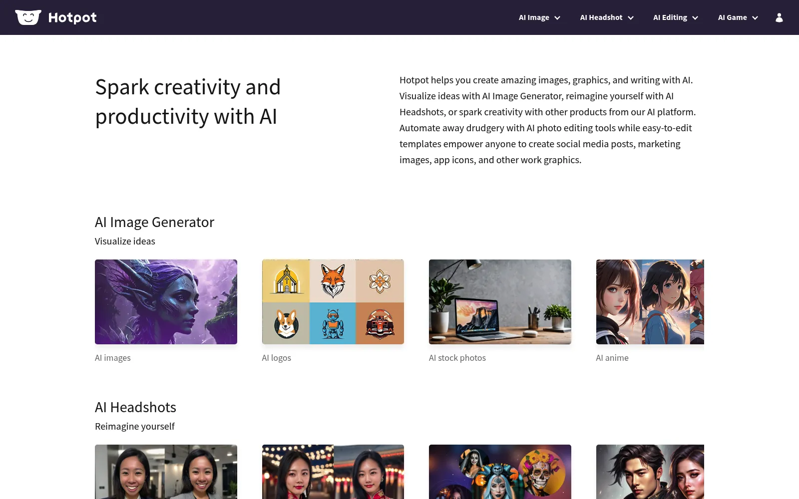 Hotpot.ai homepage screenshot