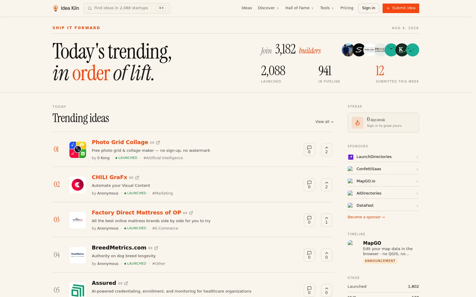 Idea Kiln homepage screenshot