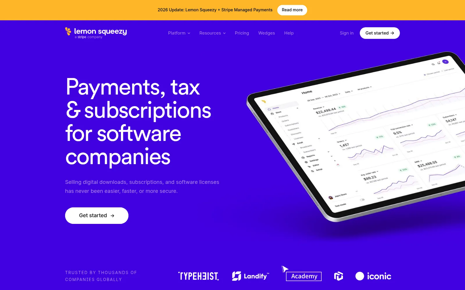 Lemon Squeezy homepage screenshot