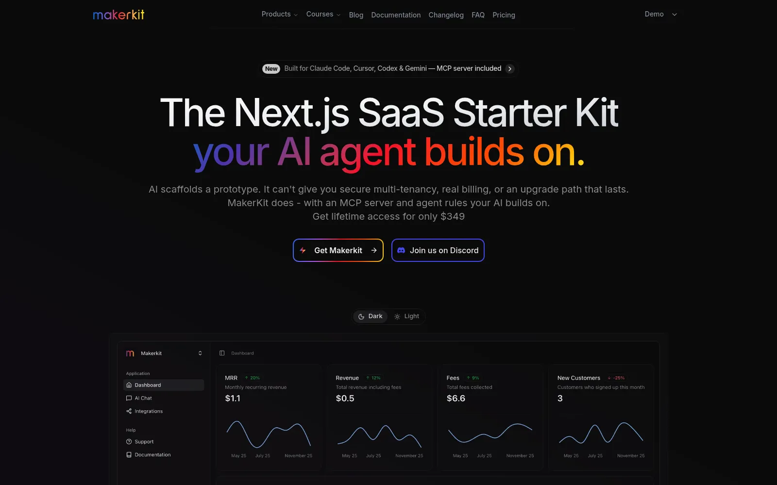 Makerkit homepage screenshot
