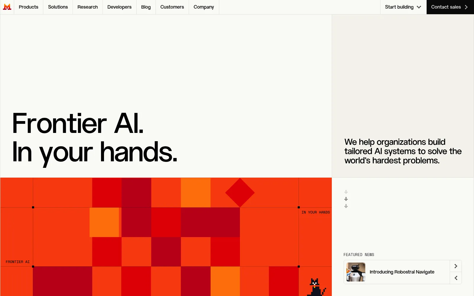 Mistral AI homepage screenshot