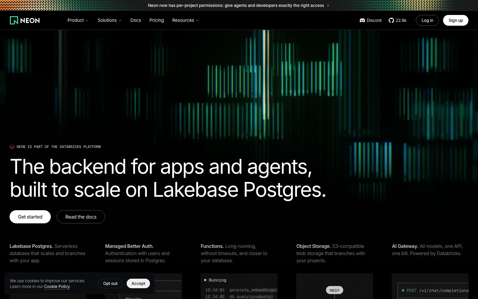 Neon homepage screenshot