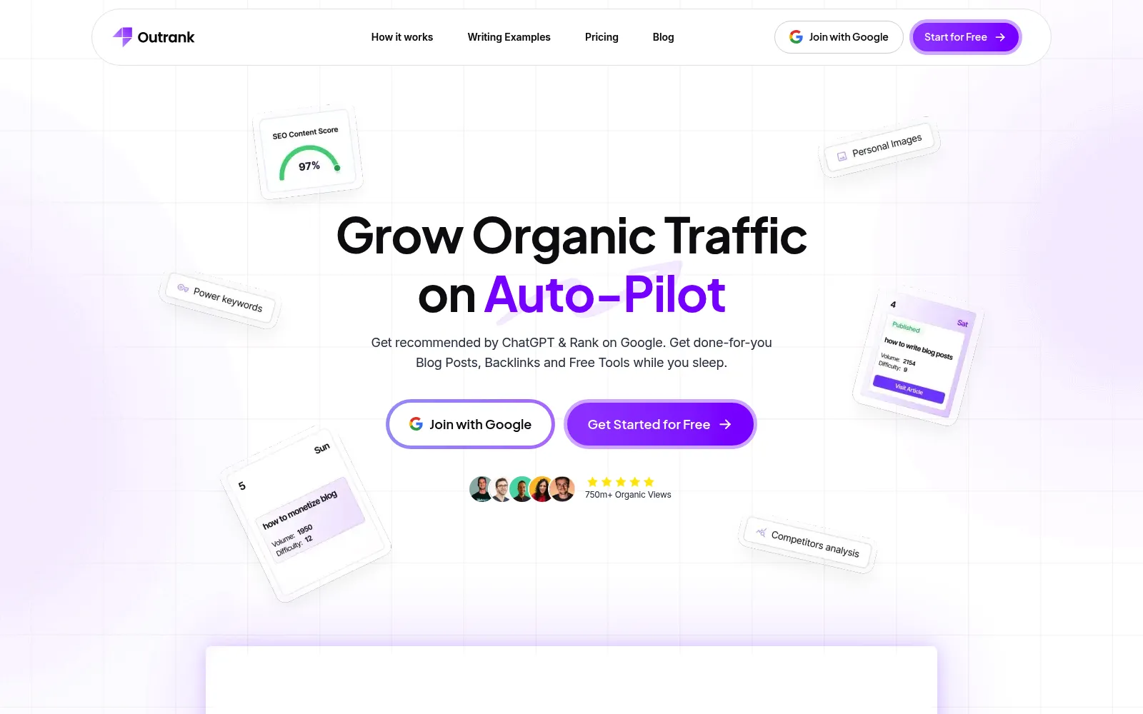 Outrank homepage screenshot