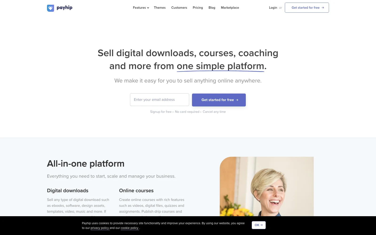 Payhip homepage screenshot