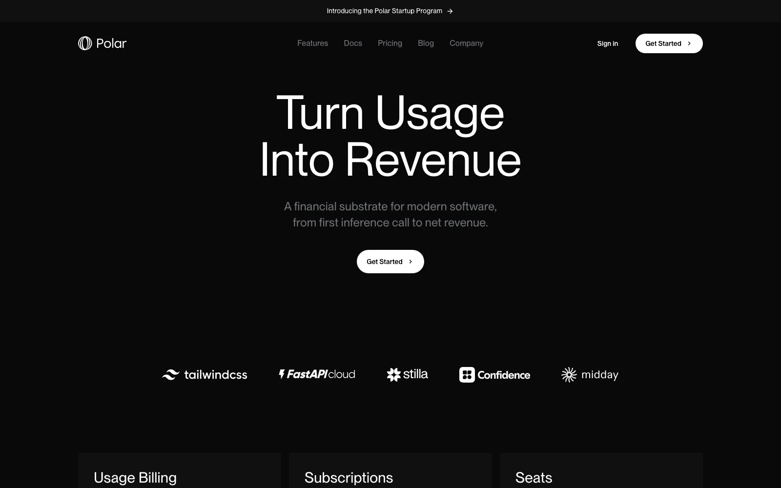 Polar homepage screenshot