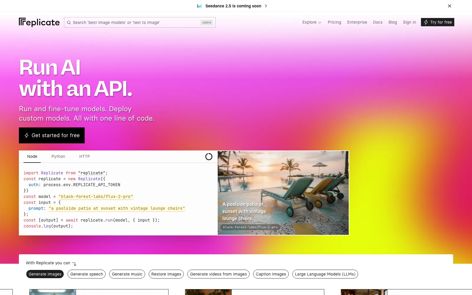 Replicate homepage screenshot