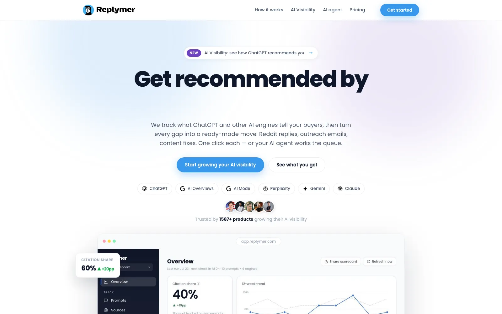 Replymer homepage screenshot