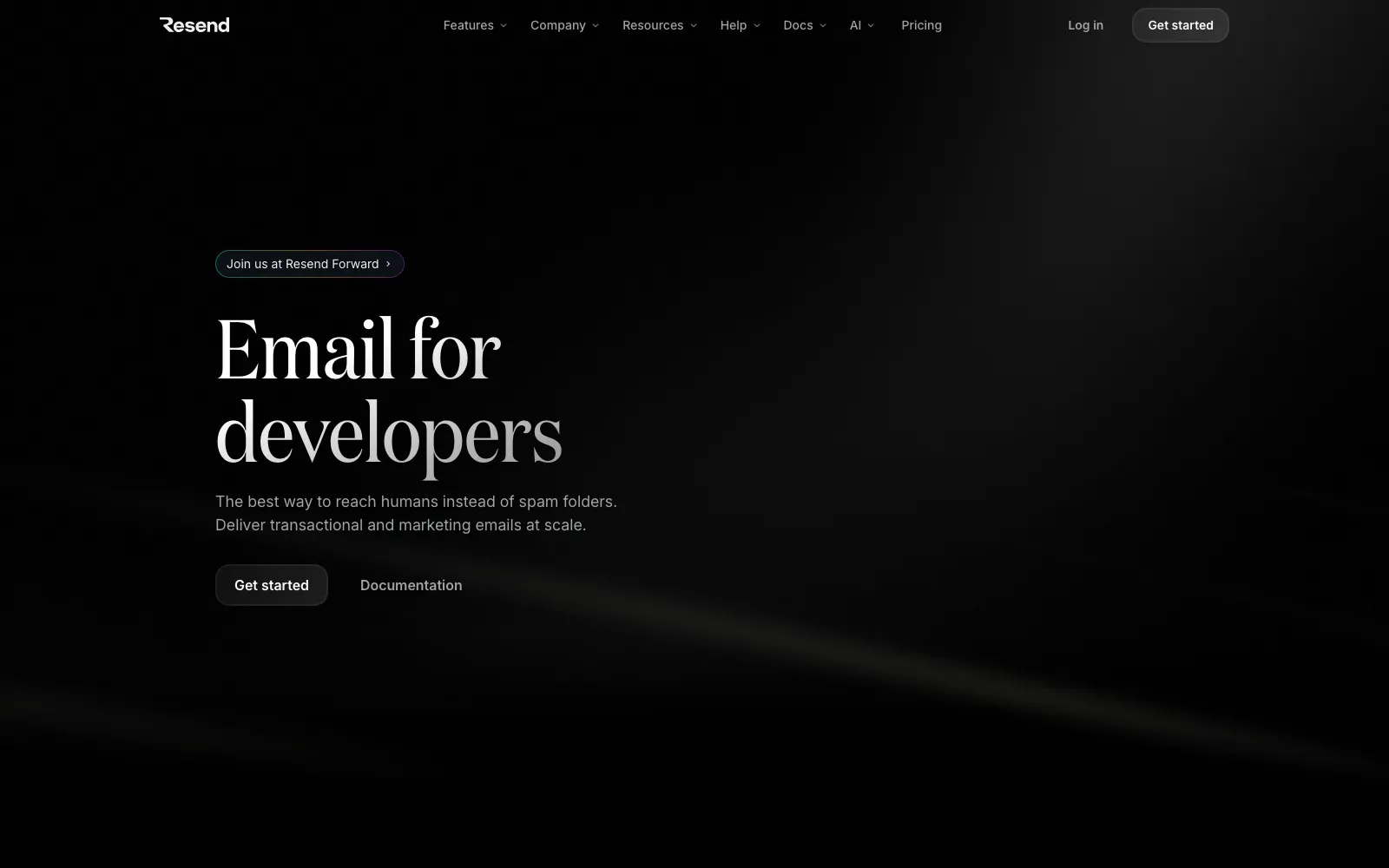 Resend homepage screenshot