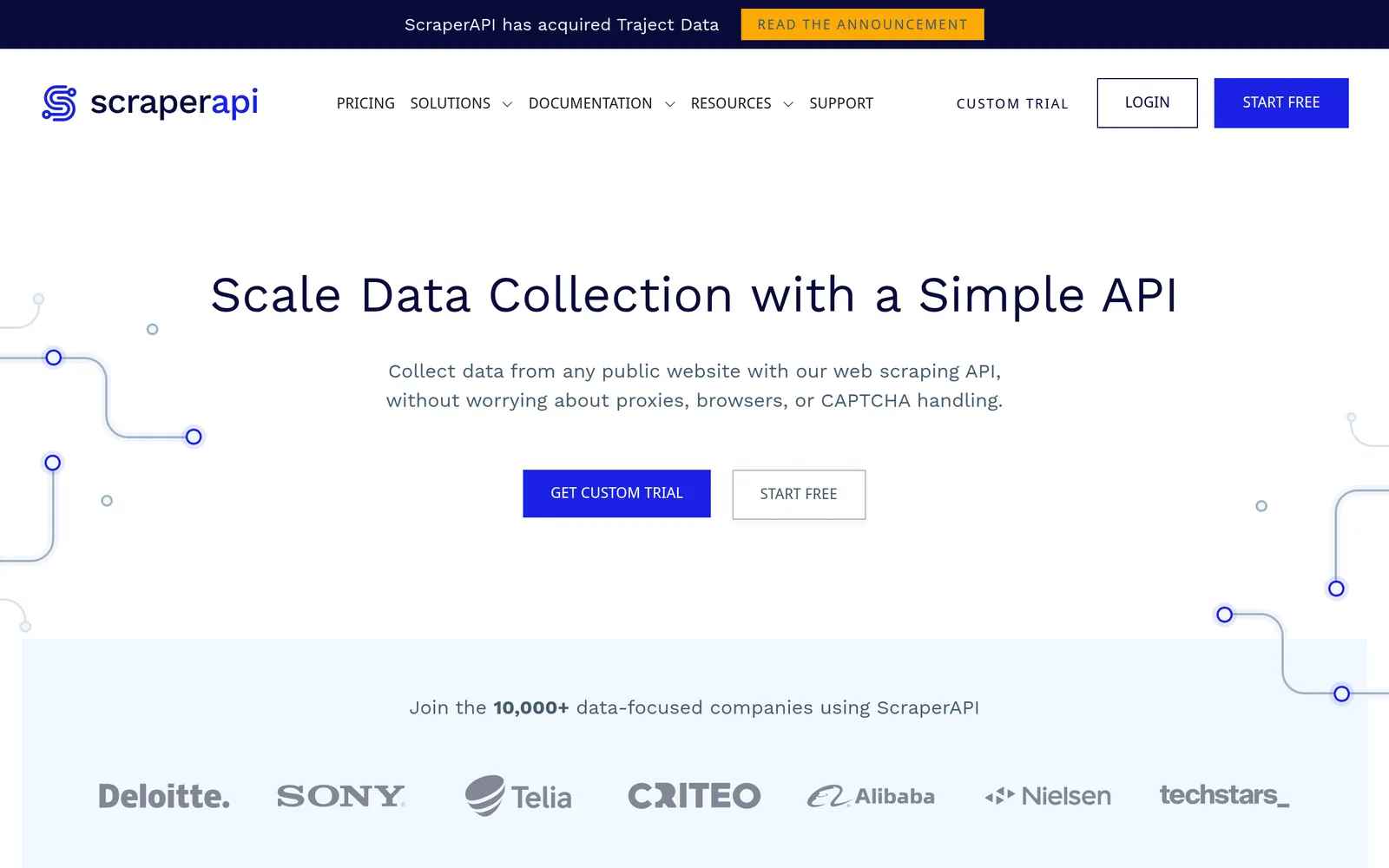 ScraperAPI homepage screenshot