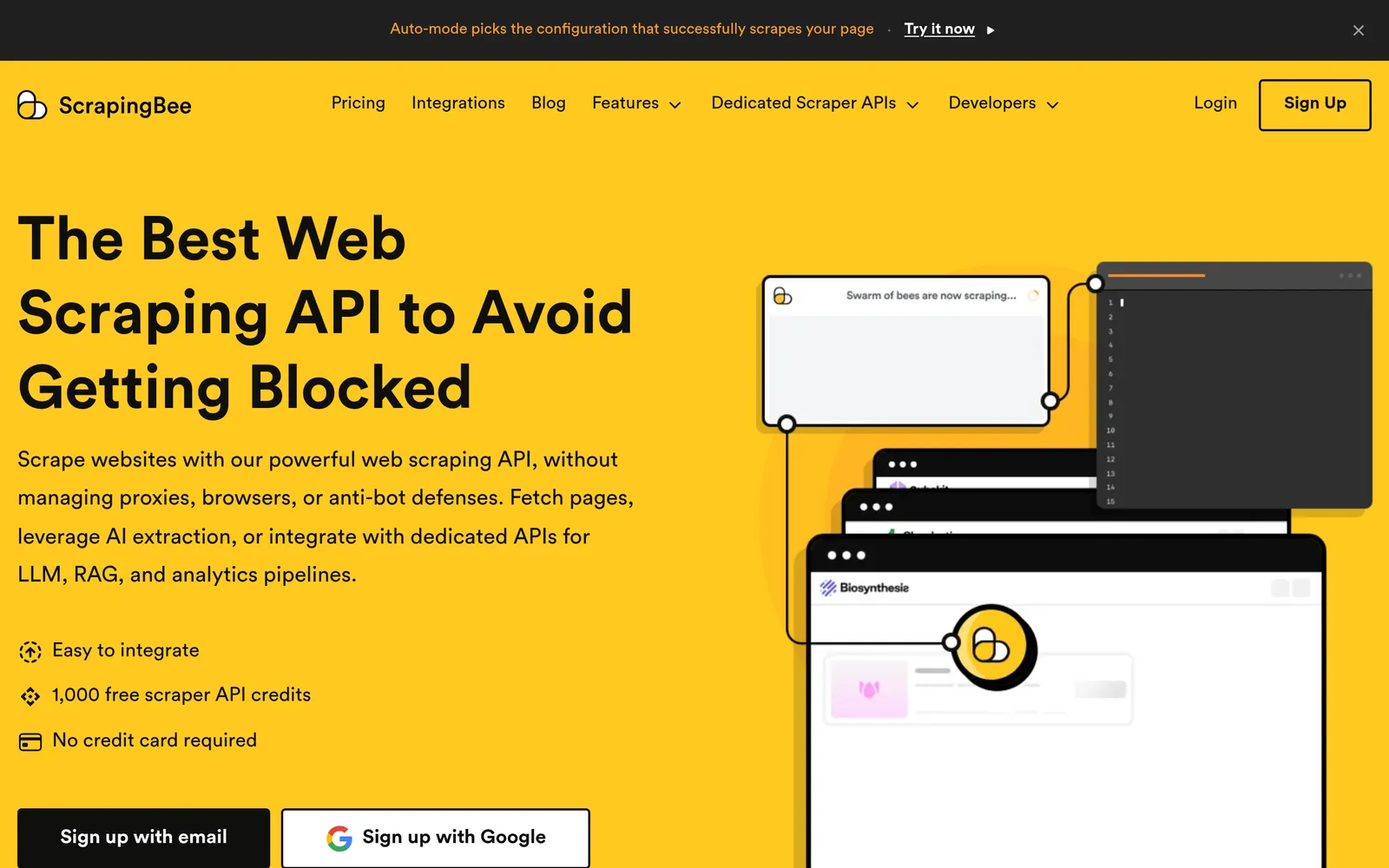 ScrapingBee homepage screenshot