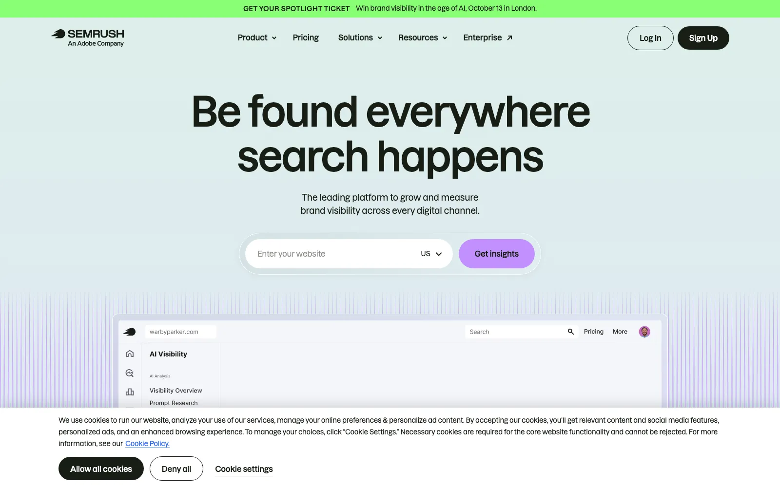 Semrush homepage screenshot