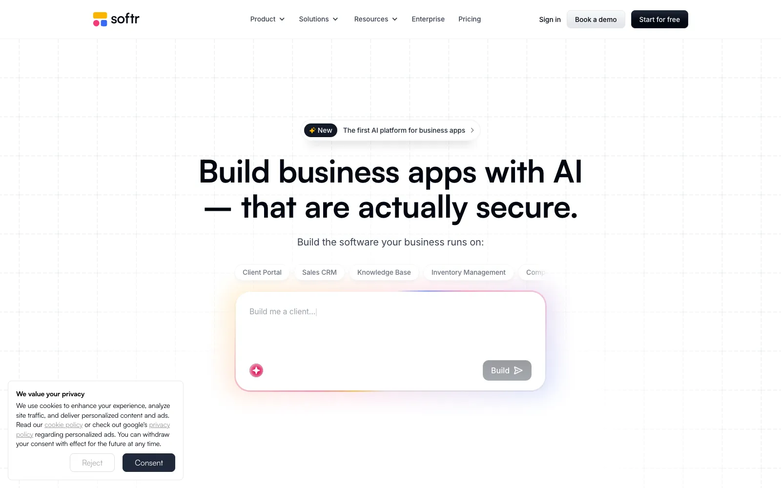 Softr homepage screenshot
