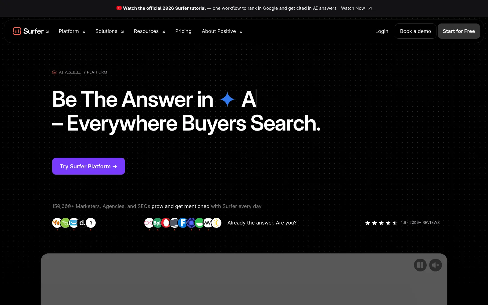 Surfer SEO homepage screenshot