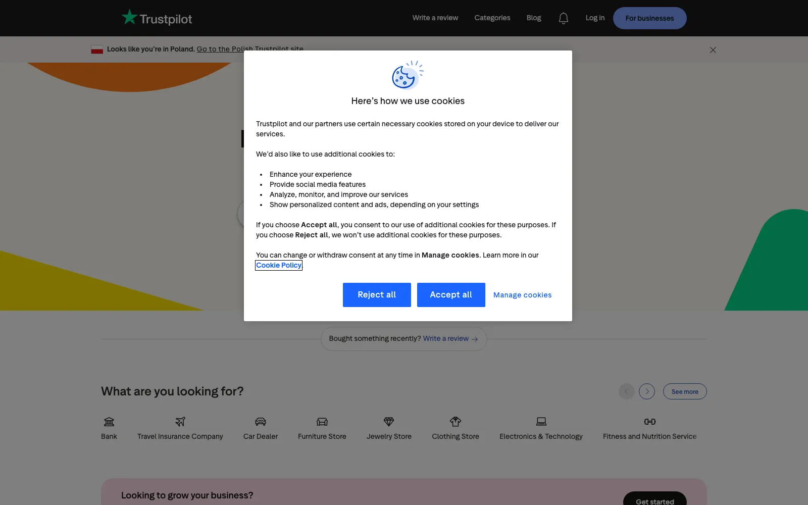 Trustpilot homepage screenshot