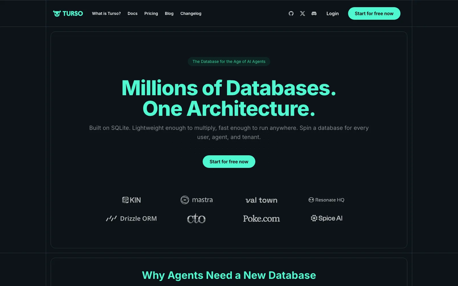 Turso homepage screenshot
