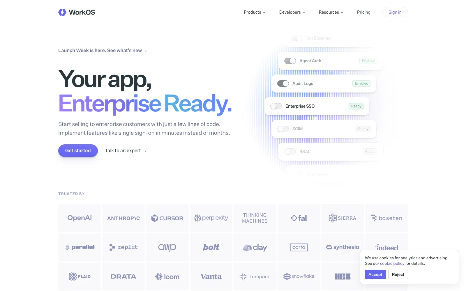 WorkOS homepage screenshot