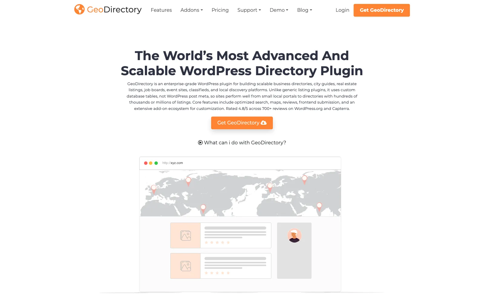 GeoDirectory homepage screenshot