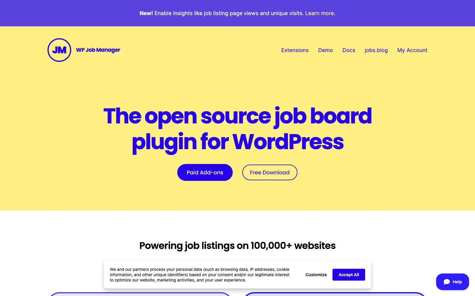WP Job Manager homepage screenshot