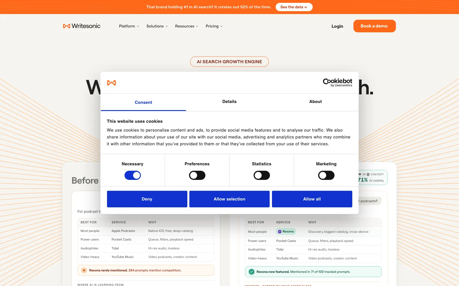 Writesonic homepage screenshot